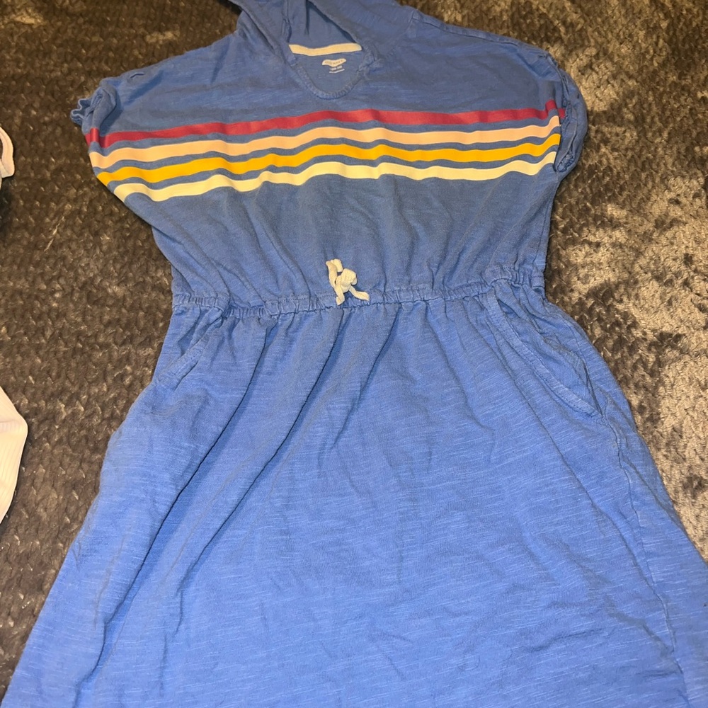 Old Navy Blue Kids Swim Coverup with Stripes